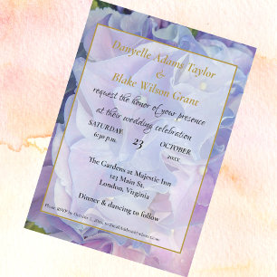 Elegant Floral Blue Lavender Hydrangea Wedding Einladung