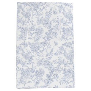 Elegant Floral Blue Mittlere Geschenktüte