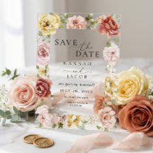 Elegant Floral Blue Pink and Yellow Photo Wedding