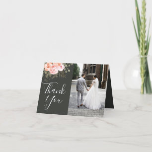 Elegant Floral Blush Botanical Wedding Thank You Karte