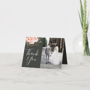 Elegant Floral Blush Botanical Wedding Thank You Karte