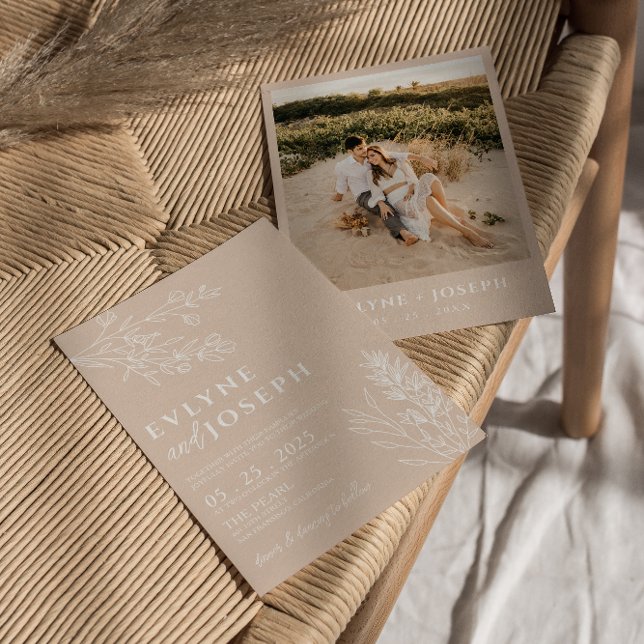 Elegant Floral Blush Herbal Boho Wedding Einladung (Von Creator hochgeladen)