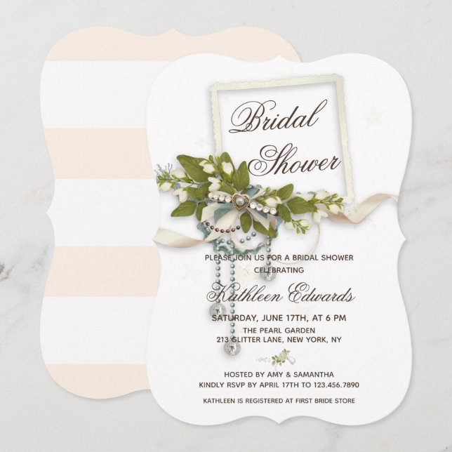 Elegant Floral Boho Brautparty Einladung (Vorne/Hinten)