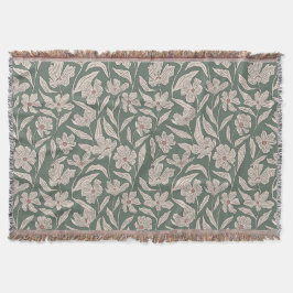 Elegant Floral Boho Pink & Dark Green Botanical Decke