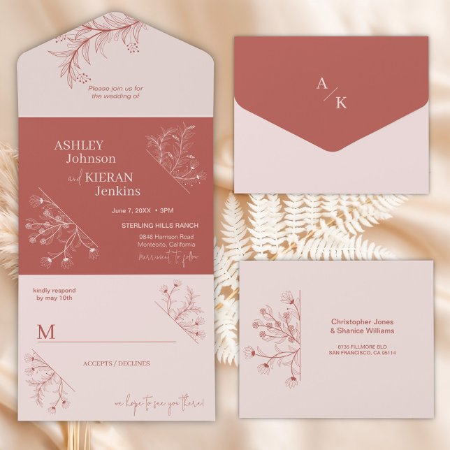 Elegant Floral Boho Wedding All In One Einladung (Von Creator hochgeladen)