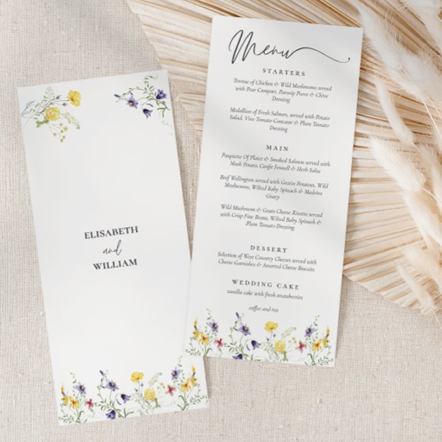 Elegant Floral Boho Wedding Menükarte (Von Creator hochgeladen)
