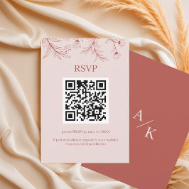 Elegant Floral Boho Wedding QR-Code RSVP Karte
