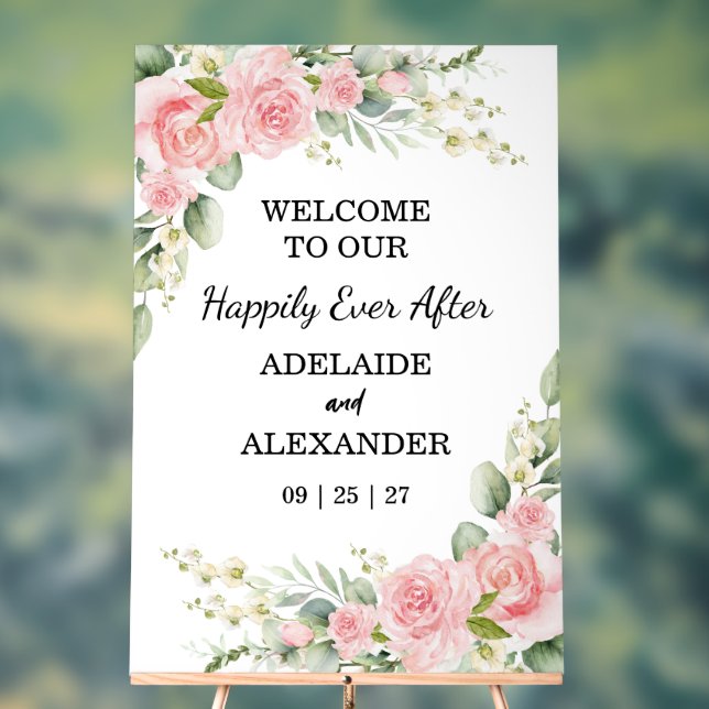 Elegant Floral Botanical Rose Pink Wedding   Acrylschild (Neutral)