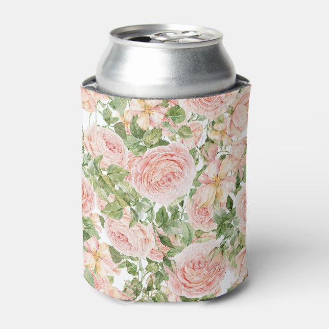 Elegant Floral Botanical Rose Pink Wedding Dosenkühler (Kanne Vorderseite)