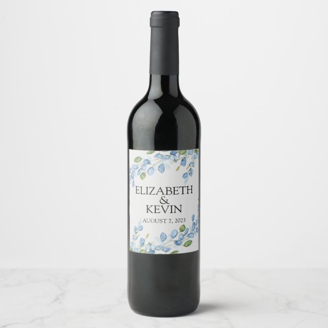 Elégant floral bouteille de vin étiquette (Devant)