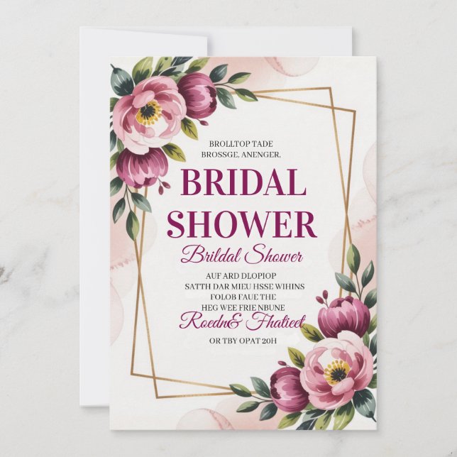 Elegant Floral Bridal Shower Invitation (Devant)