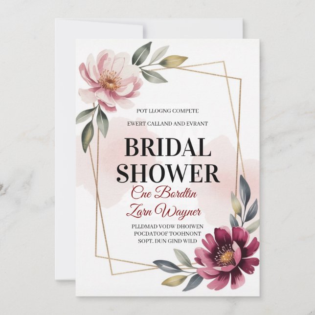 Elegant Floral Bridal Shower Invitation | Modern  (Devant)