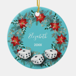 Elegant Floral Bunco Dice Keramik Ornament
