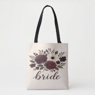 Elegant Floral Burgundy Bride  Tasche