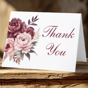 Elegant Floral Burgundy Peony Wedding Vielen Dank Dankeskarte