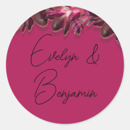 Elegant Floral Burgundy Runder Aufkleber