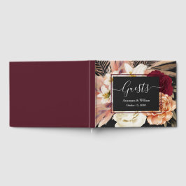 Elegant Floral Burgundy Wedding Gästebuch