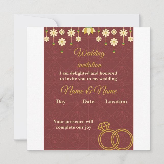 Elegant Floral Burgundy Wedding Invitation (Devant)