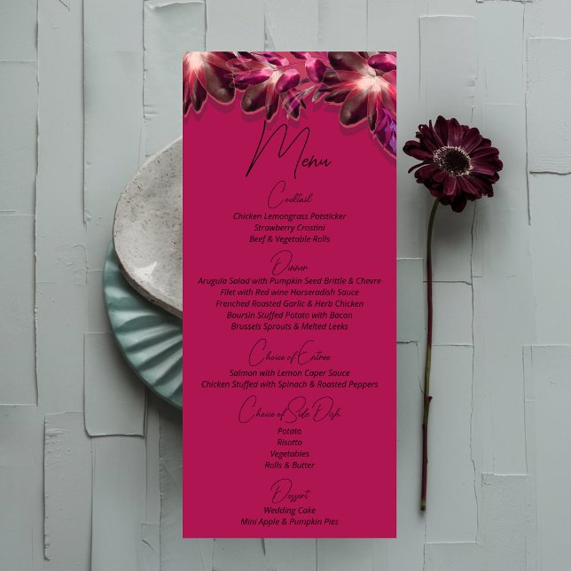 Elegant Floral Burgundy Wedding Menükarte (Von Creator hochgeladen)
