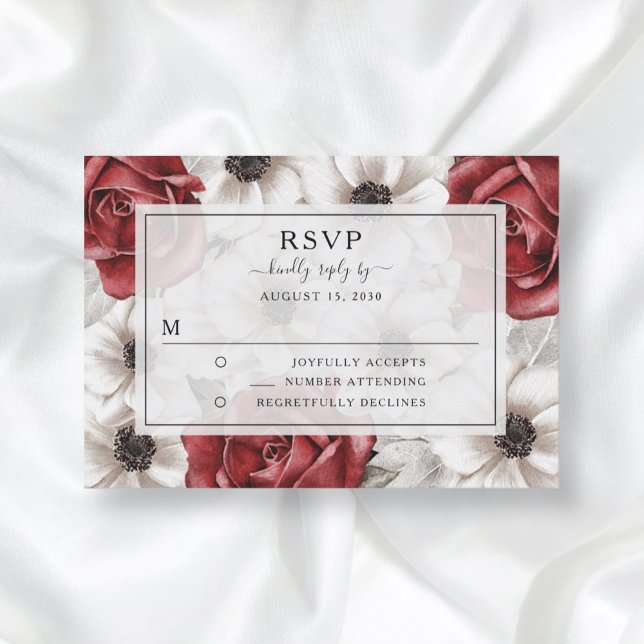 Elegant floral Burgundy Wedding RSVP Einladung (Von Creator hochgeladen)