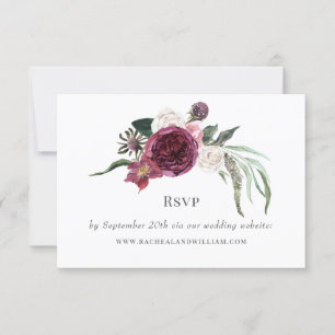 Elegant Floral Burgundy Wedding RSVP Karte
