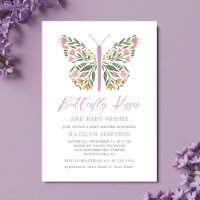 Elegant Floral Butterfly Kisses Baby Shower