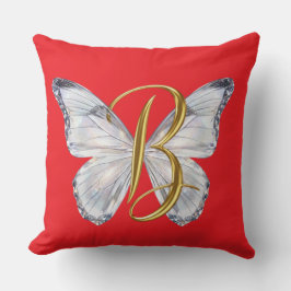 Elegant Floral Butterfly Letter B - Artistic Monog Kissen