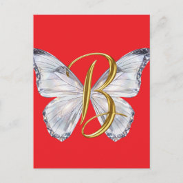 Elegant Floral Butterfly Letter B - Artistic Monog Postkarte