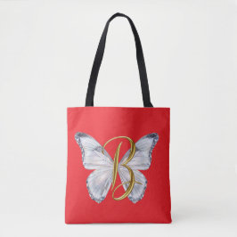 Elegant Floral Butterfly Letter B - Artistic Monog Tasche