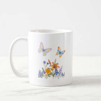 Elegant Floral & Butterfly Mug – Delicate Flowers 
