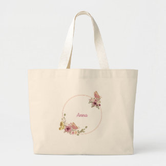 Elegant Floral Butterfly Rose Gold – Personalized Jumbo Stoffbeutel