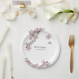Elegant Floral Cherry Blossom Hochzeit Pappteller