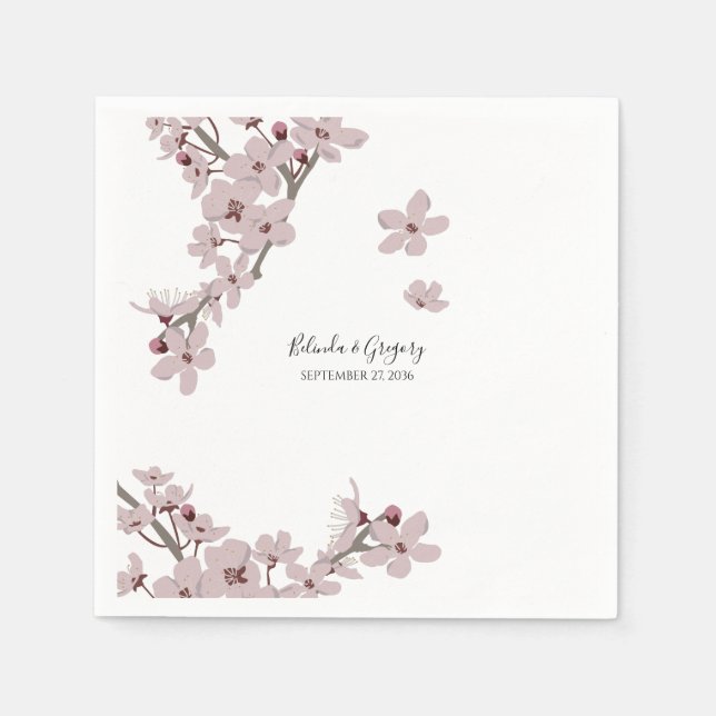 Elegant Floral Cherry Blossom Hochzeit Serviette (Vorderseite)