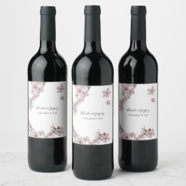 Elegant Floral Cherry Blossom Hochzeit Weinetikett