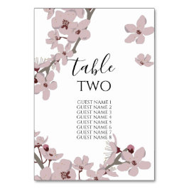 Elegant Floral Cherry Blossom Wedding Guest Names Tischnummer
