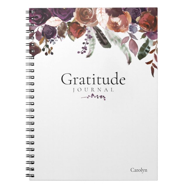 Elégant Floral Chic Girly Gratitude Journal (Devant)