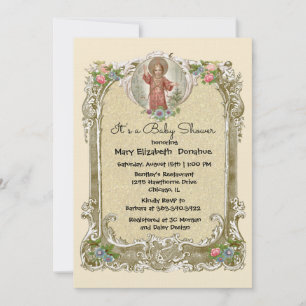 Elégant Floral Christian Baby shower Invitation