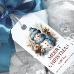 Elegant Floral Christmas Snowman Geschenkanhänger<br><div class="desc">Fügen Sie eine besondere Touch zu Ihrem Weihnachtsgeschenk in dieser Saison mit unseren eleganten, blühenden und roten Weihnachtsschneemannsmarken hinzu. Diese atemberaubenden Geschenketiker verfügen über einen wunderschön gestalteten Aquarell-Schneemann, der in Typografie-Schriftart "Frohe Weihnachten" geschrieben hat. Aber das ist noch nicht alles - diese Geschenketiketten sind vollständig anpassbar! Fügen Sie eine persönliche...</div>