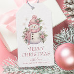 Elegant Floral Christmas Snowman Geschenkanhänger<br><div class="desc">Fügen Sie Ihrem Weihnachtsgeschenk in dieser Saison eine besondere Touch mit unseren eleganten, rosa, grün und weiß blühenden Weihnachtsschneemannsmarken hinzu. Diese atemberaubenden Geschenketiketten verfügen über einen wunderschön gestalteten, floralen Schneemann mit dem Wort "Frohe Weihnachten", der in elegantem Typografie-Schriftart geschrieben ist. Aber das ist noch nicht alles - diese Geschenketiketten sind...</div>