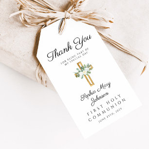 Elegant Floral Cross Erste Kommunion Vielen Dank Geschenkanhänger