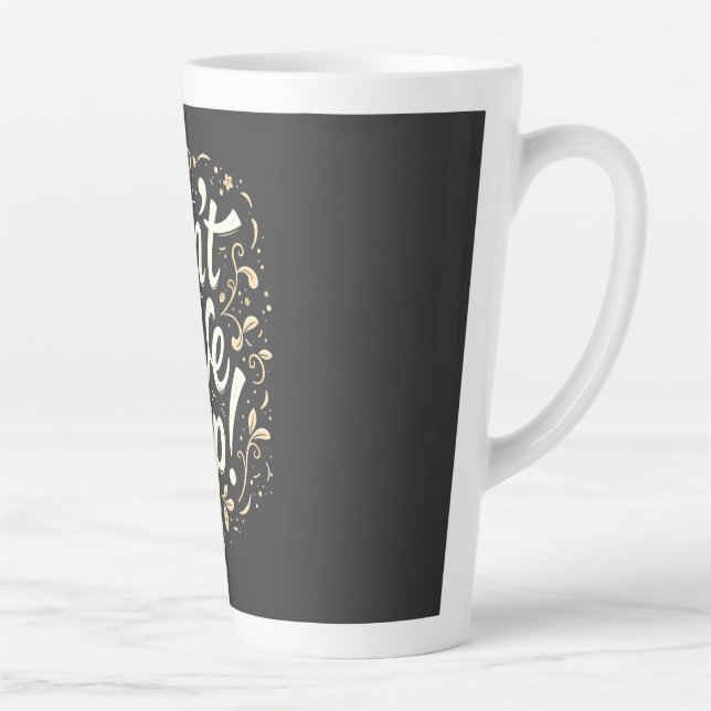 Elegant Floral "Don't Give Up!" Motivational Milchtasse (Rechts)