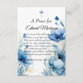 Elegant floral Dusty Blue Baptisse Begleitkarte