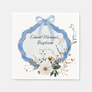 Elegant floral Dusty Blue Baptisse Serviette