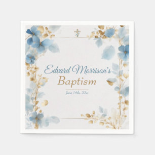 Elegant floral Dusty Blue Baptisse Serviette