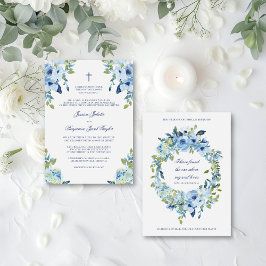 Elegant Floral Dusty Blue Christlich Wedding Einladung