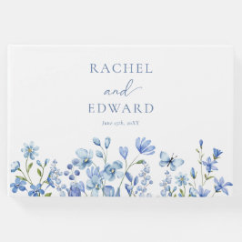 Elegant Floral Dusty Blue Wedding Gästebuch