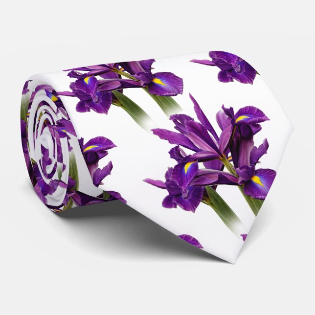 Elegant Floral Dutch Iris Lila Sensation Krawatte (Gerollt)
