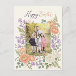 Elegant Floral Easter Blessings Brunch Invitation  Postkarte