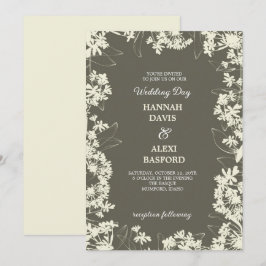 Elegant Floral Edges Goldenrod Wedding Einladung