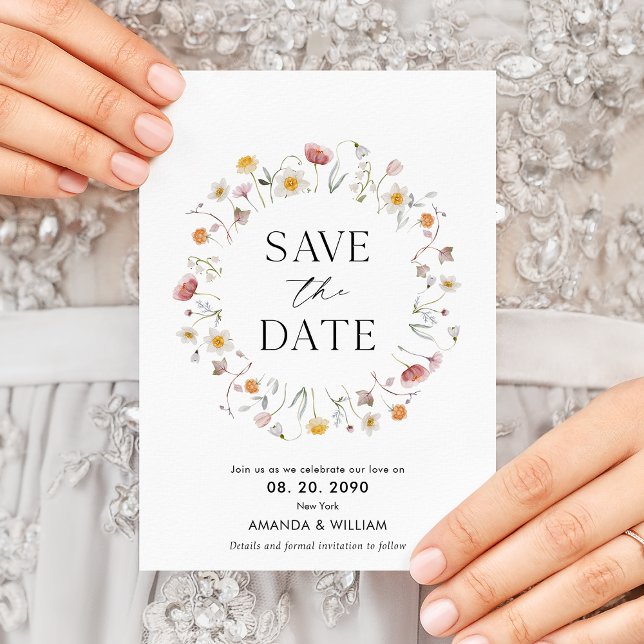 Élégant Floral Enregistrer La Carte Date (Créateur téléchargé)